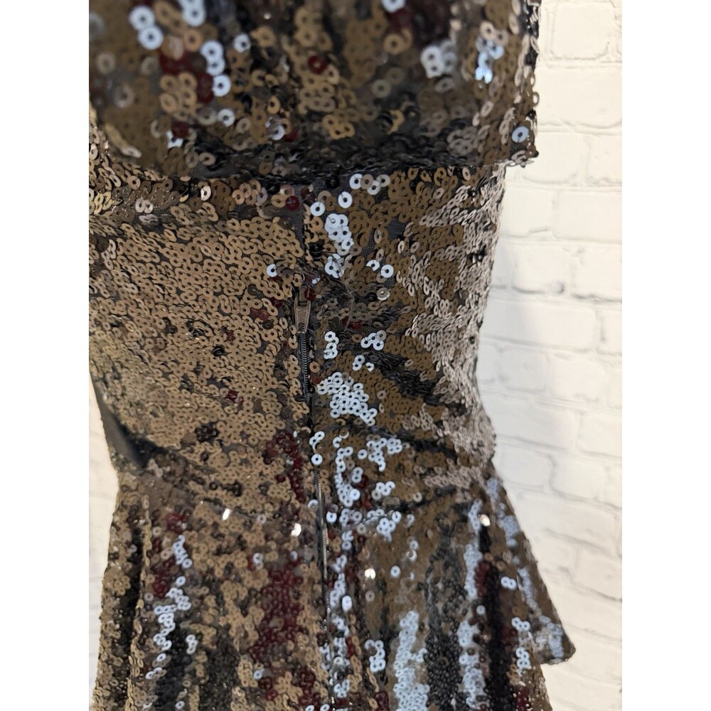 Venus black sequined tuxedo-style peplum top with a satin shawl collar Small - Picture 3 of 7